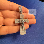 Moissanite Crucifix Cross Jesus Pendant 925 Silver Iced Out Steel Rope Chain