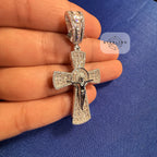 Moissanite Crucifix Cross Jesus Pendant 925 Silver Iced Out Steel Rope Chain