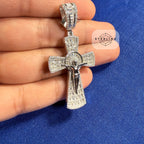 Moissanite Crucifix Cross Jesus Pendant 925 Silver Iced Out Steel Rope Chain