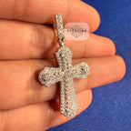 Moissanite VVS Iced Cross Pendant 925 Silver Free Steel Rope Chain Gift Men
