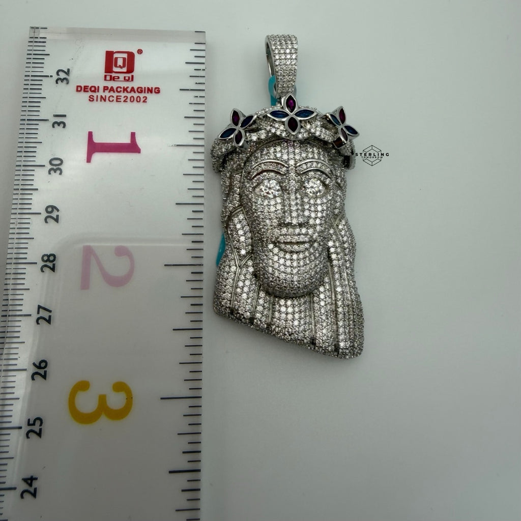 Moissanite Jesus Bust Color Pendant