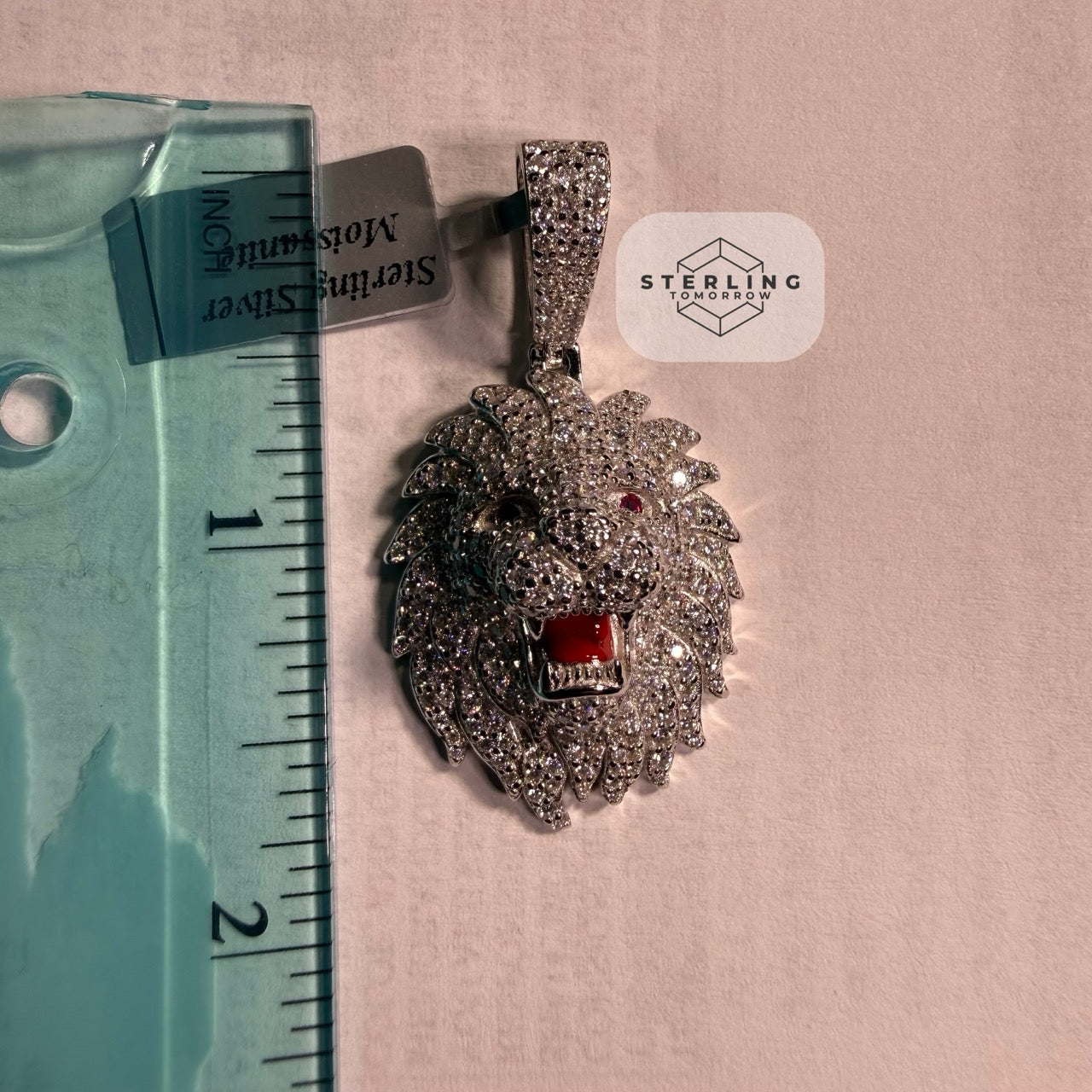 Moissanite VVS Lion Head Pendant 925 Silver Iced Out Free Steel Rope Chain