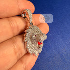 Moissanite VVS Lion Head Pendant 925 Silver Iced Out Free Steel Rope Chain
