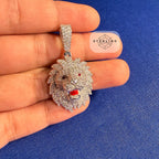 Moissanite VVS Lion Head Pendant 925 Silver Iced Out Free Steel Rope Chain