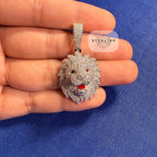 Moissanite VVS Lion Head Pendant 925 Silver Iced Out Free Steel Rope Chain