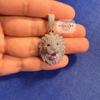 Moissanite VVS Lion Head Pendant 925 Silver Iced Out Free Steel Rope Chain