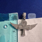 Moissanite VVS Wings Ankh Pendant 925 Silver Iced Out Free Steel Rope Chain