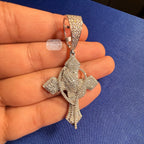 Moissanite Cross Pass Testers Iced Out Pendant + Steel Rope Chain 925 Silver Bling