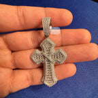 Moissanite Cross Pass Testers Iced Out Pendant 925 Silver + FREE Rope Chain Bling