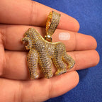 14K Gold Plated Gorilla Iced Out Pendant CZ Diamond Hip Hop Bling + FREE Rope Chain