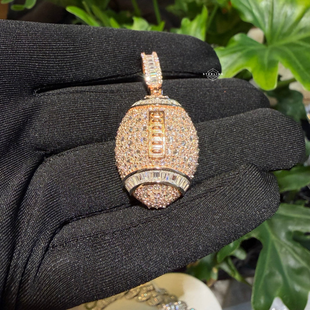 Moissanite Football Rose Iced Pendant