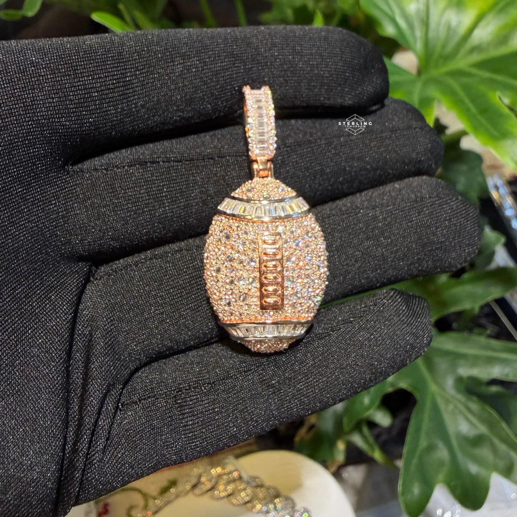 Moissanite Football Rose Iced Pendant