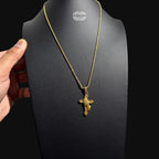 Gold Praying Hands Cross Pendant Necklace, Stainless Steel Necklace for Men, Religious Christian Pendant, 14K Gold Waterproof Necklace, Gift for Him