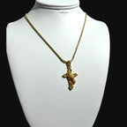 Gold Praying Hands Cross Pendant Necklace, Stainless Steel Necklace for Men, Religious Christian Pendant, 14K Gold Waterproof Necklace, Gift for Him