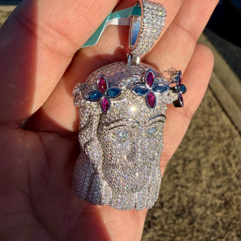 Moissanite Jesus Bust Color Pendant