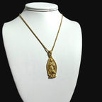 Gold Virgin Mary Pendant Necklace, Stainless Steel Necklace for Men, Religious Catholic Pendant, 14K Gold Waterproof Necklace, Gift for Him