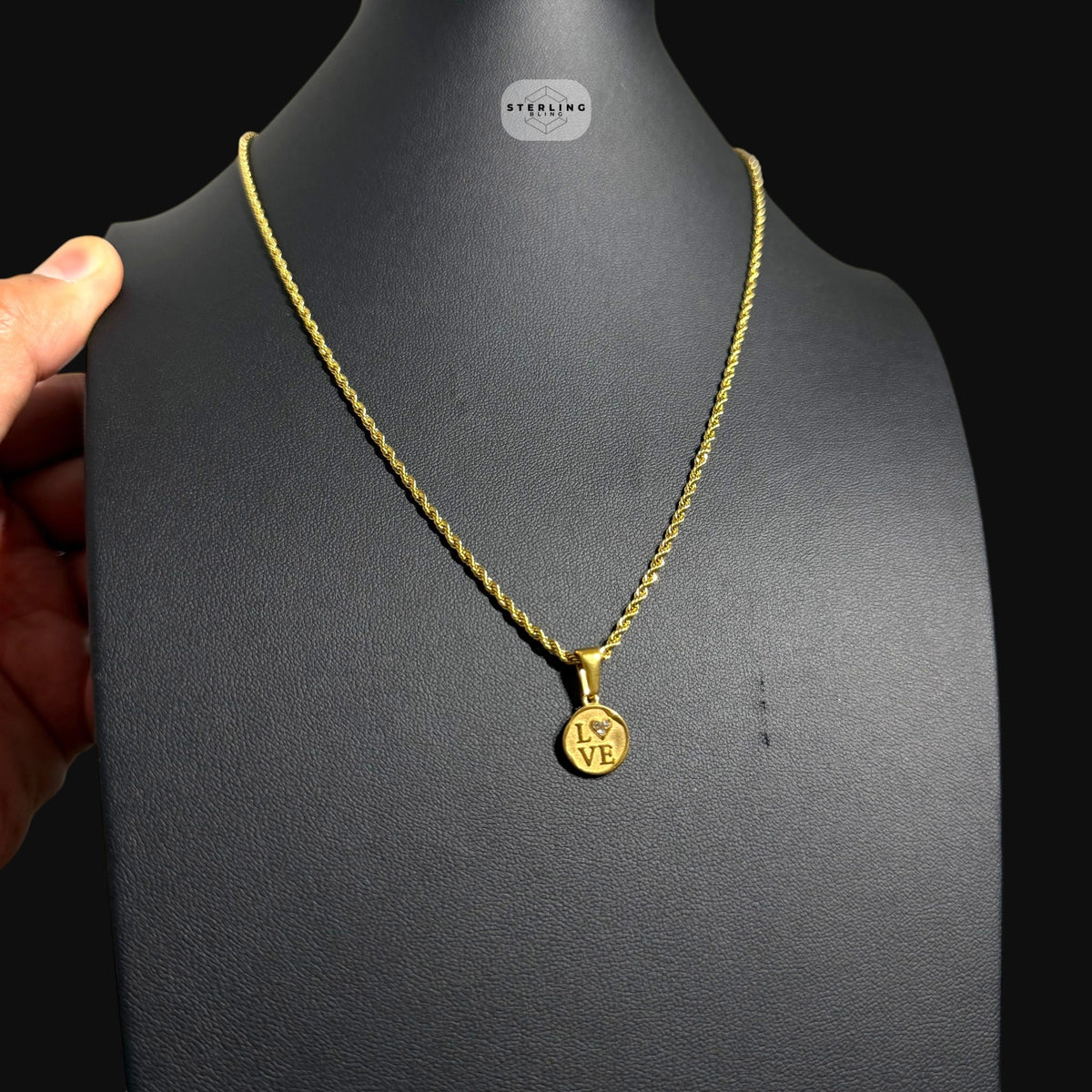 Gold Love Pendant Necklace, Stainless Steel Necklace for Men Women, Heart CZ Pendant, 14K Gold Waterproof Necklace, Gift for Him Her
