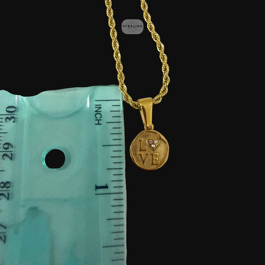 Gold Love Pendant Necklace, Stainless Steel Necklace for Men Women, Heart CZ Pendant, 14K Gold Waterproof Necklace, Gift for Him Her