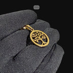 Gold Tree of Life Pendant Necklace, Stainless Steel Necklace for Men Women, Symbolic Family Pendant, 14K Gold Waterproof Necklace, Gift