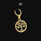 Gold Tree of Life Pendant Necklace, Stainless Steel Necklace for Men Women, Symbolic Family Pendant, 14K Gold Waterproof Necklace, Gift