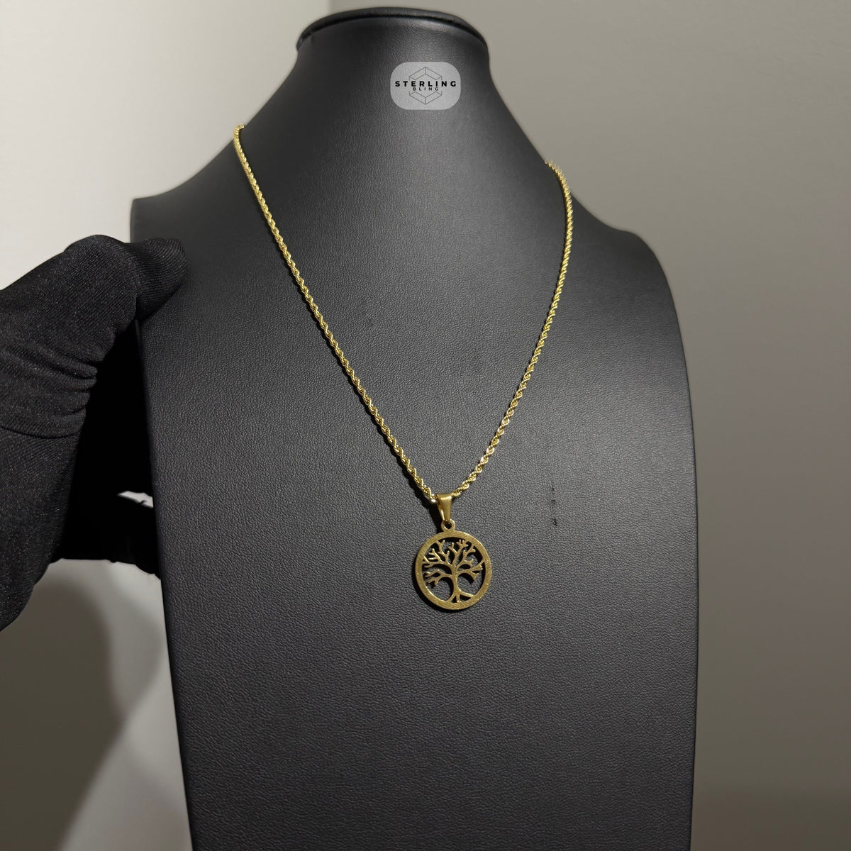 Gold Tree of Life Pendant Necklace, Stainless Steel Necklace for Men Women, Symbolic Family Pendant, 14K Gold Waterproof Necklace, Gift