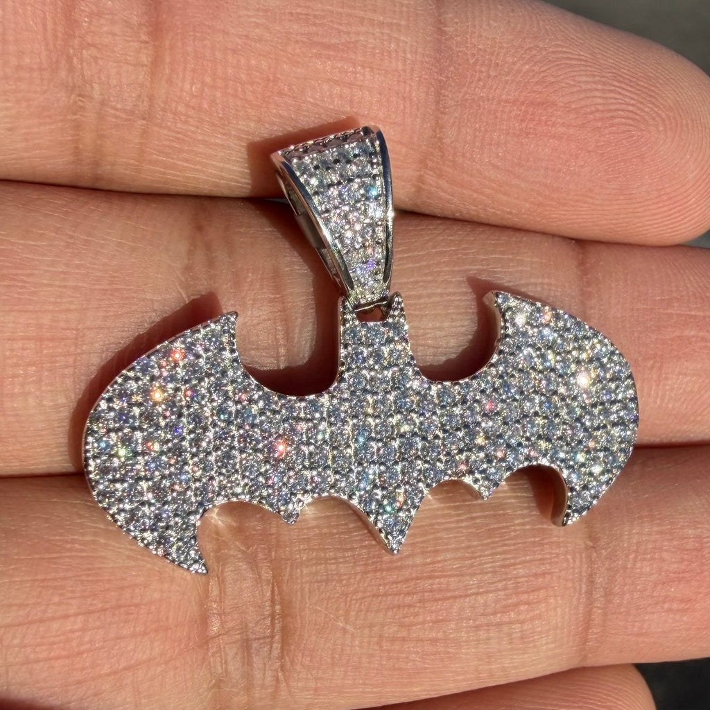 Moissanite Bat Shape Iced Pendant + Steel Rope Chain