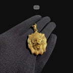 Gold Lion Pendant Necklace, Stainless Steel Necklace for Men, Lion Head Pendant, 14K Gold Waterproof Necklace, Gift for Him, Hypoallergenic Jewelry