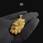 Gold Lion Pendant Necklace, Stainless Steel Necklace for Men, Lion Head Pendant, 14K Gold Waterproof Necklace, Gift for Him, Hypoallergenic Jewelry