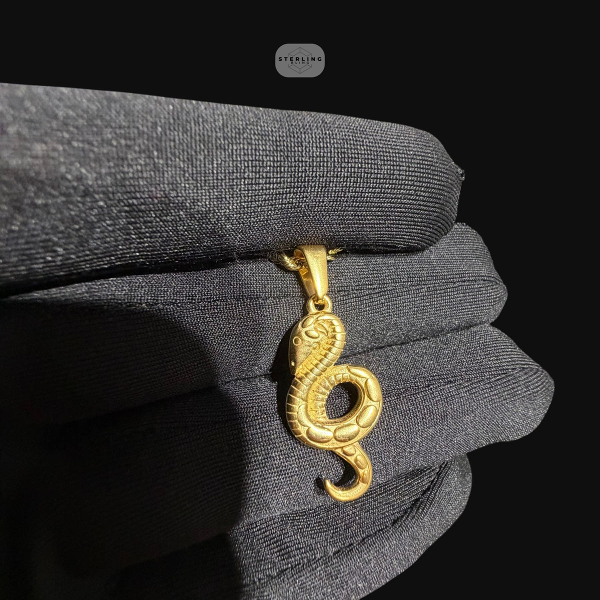 Gold Snake Pendant Necklace, Stainless Steel Necklace for Men, Cobra Pendant, 14K Gold Waterproof Necklace, Gift for Him, Hypoallergenic Jewelry