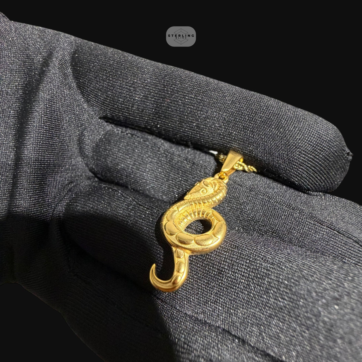 Gold Snake Pendant Necklace, Stainless Steel Necklace for Men, Cobra Pendant, 14K Gold Waterproof Necklace, Gift for Him, Hypoallergenic Jewelry