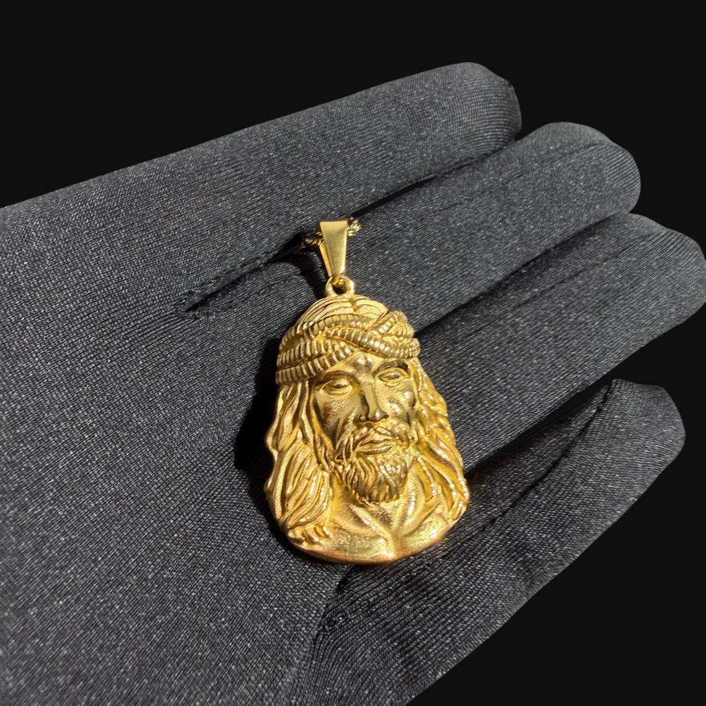 Gold Jesus Pendant Necklace, Stainless Steel Necklace for Men, Religious Christian Pendant, 14K Gold Waterproof Necklace, Gift for Him