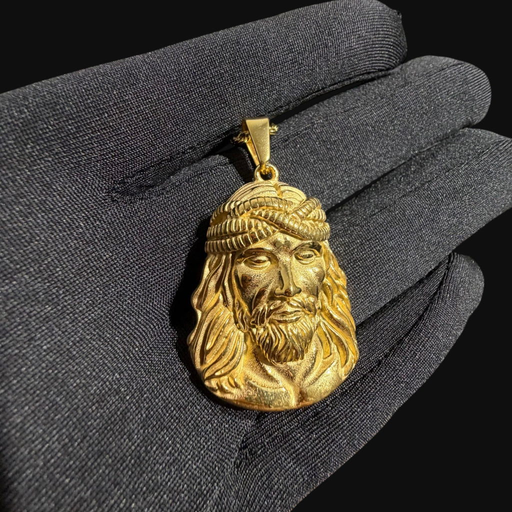 Gold Jesus Pendant Necklace, Stainless Steel Necklace for Men, Religious Christian Pendant, 14K Gold Waterproof Necklace, Gift for Him