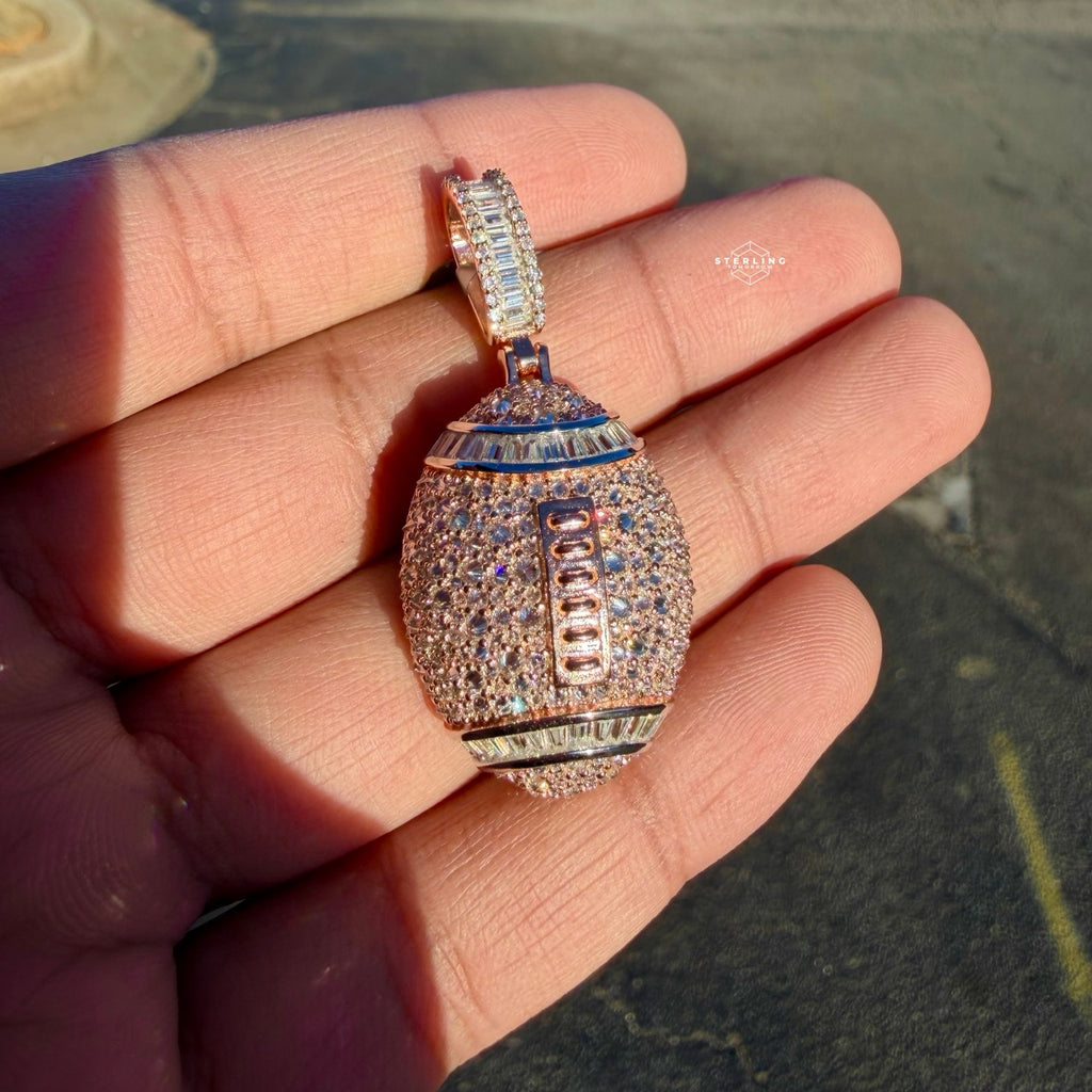 Moissanite Football Rose Iced Pendant
