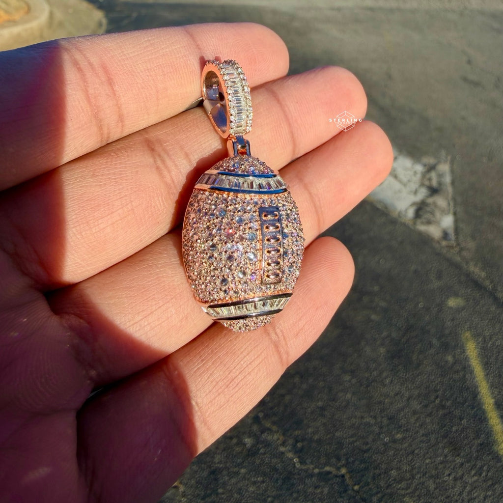 Moissanite Football Rose Iced Pendant
