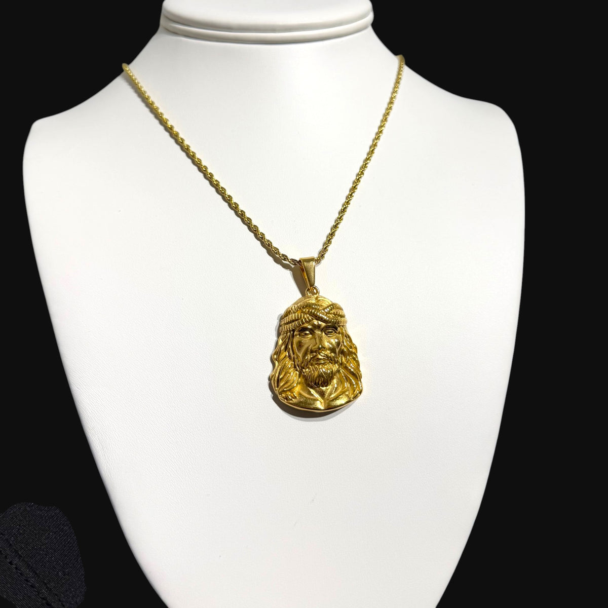 Gold Jesus Pendant Necklace, Stainless Steel Necklace for Men, Religious Christian Pendant, 14K Gold Waterproof Necklace, Gift for Him