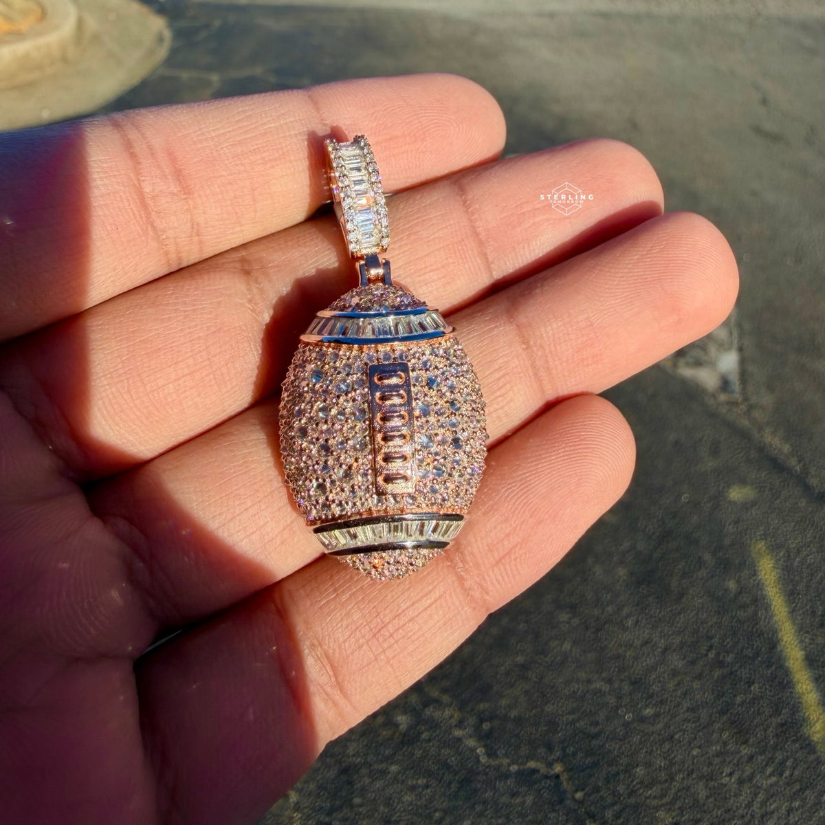 Moissanite Football Rose Iced Pendant
