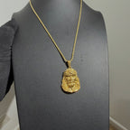 Gold Jesus Pendant Necklace, Stainless Steel Necklace for Men, Religious Christian Pendant, 14K Gold Waterproof Necklace, Gift for Him