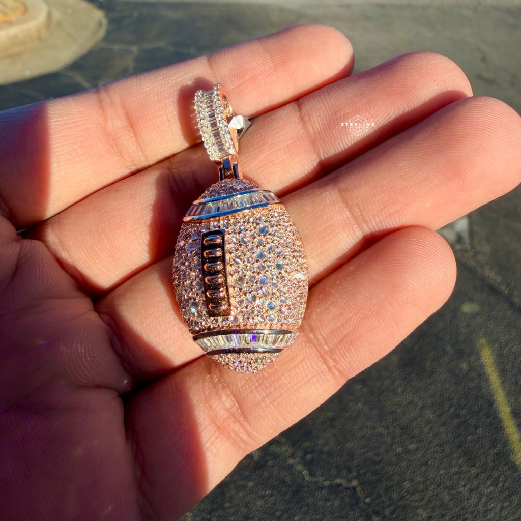 Moissanite Football Rose Iced Pendant