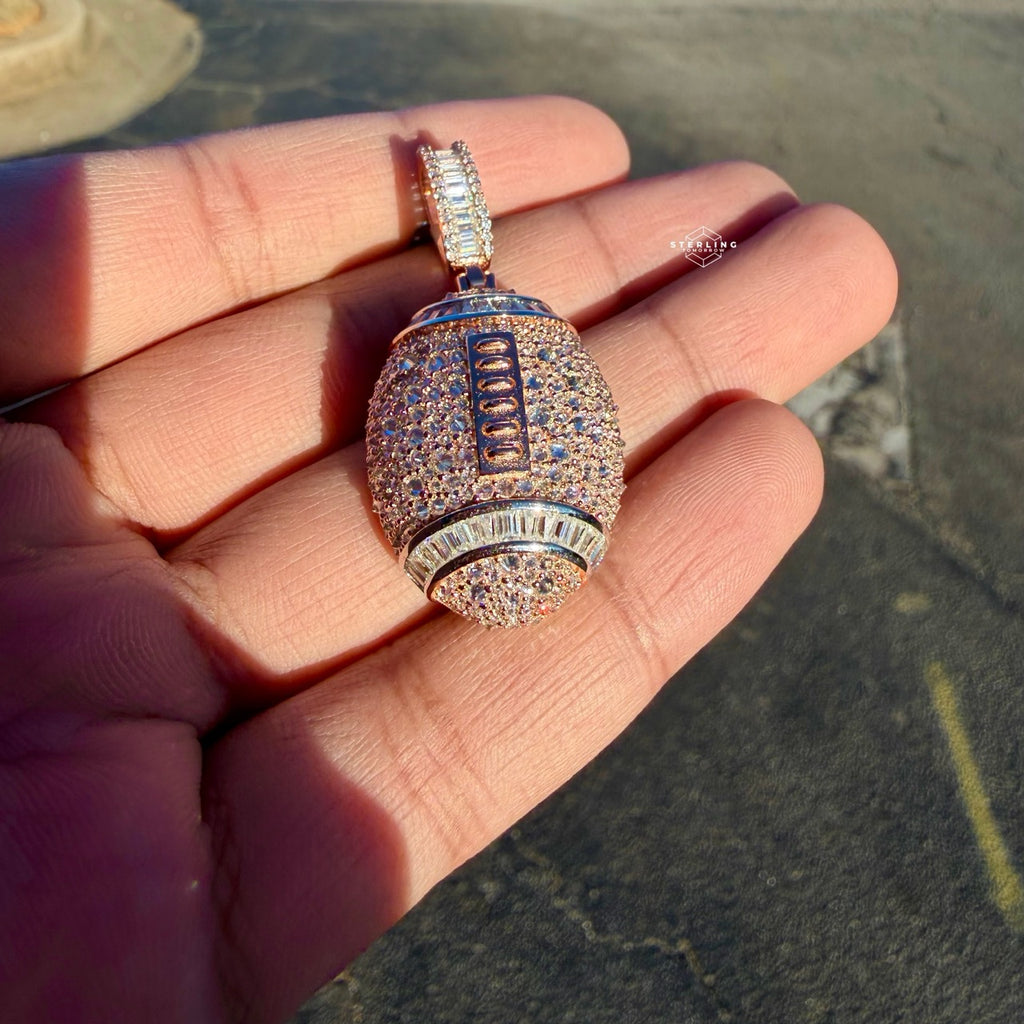 Moissanite Football Rose Iced Pendant