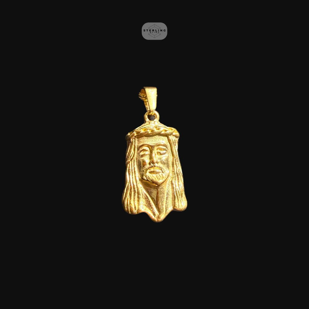 Gold Jesus Face Pendant Necklace, Stainless Steel Necklace for Men, Religious Christian Pendant, 14K Gold Waterproof Necklace, Gift for Him