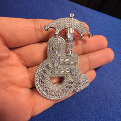 14K White Gold Plated Wheelchair Umbrella Pendant + Steel Rope Chain