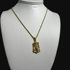 Gold Jesus Face Pendant Necklace, Stainless Steel Necklace for Men, Religious Christian Pendant, 14K Gold Waterproof Necklace, Gift for Him