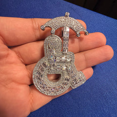 14K White Gold Plated Wheelchair Umbrella Pendant + Steel Rope Chain