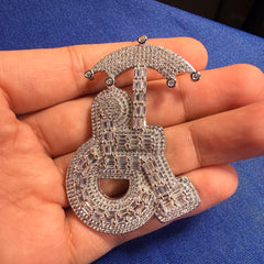 14K White Gold Plated Wheelchair Umbrella Pendant + Steel Rope Chain