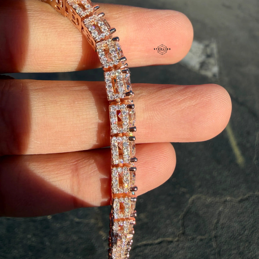 7mm Rose Gold Iced Out Sides Moissanite Tennis Bracelet