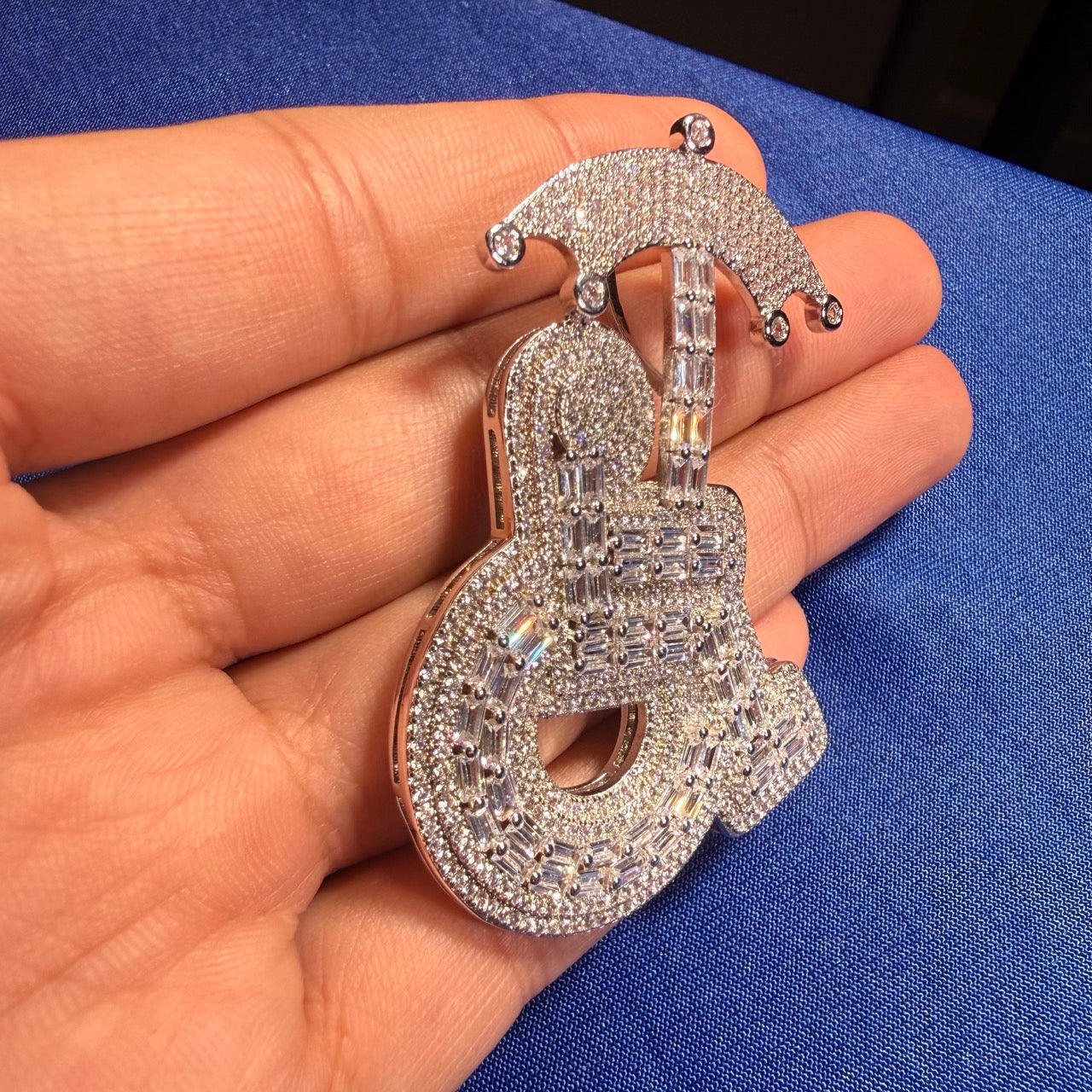 14K White Gold Plated Wheelchair Umbrella Pendant + Steel Rope Chain
