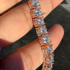 7mm Rose Gold Iced Out Sides Moissanite Tennis Bracelet