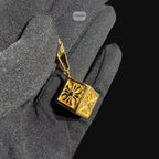 Gold Chrome Cross Dice Pendant Necklace, Stainless Steel Necklace for Men, Dice Charm Pendant, 14K Gold Waterproof Necklace, Gift for Him