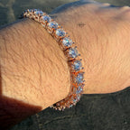 7mm Rose Gold Iced Out Sides Moissanite Tennis Bracelet