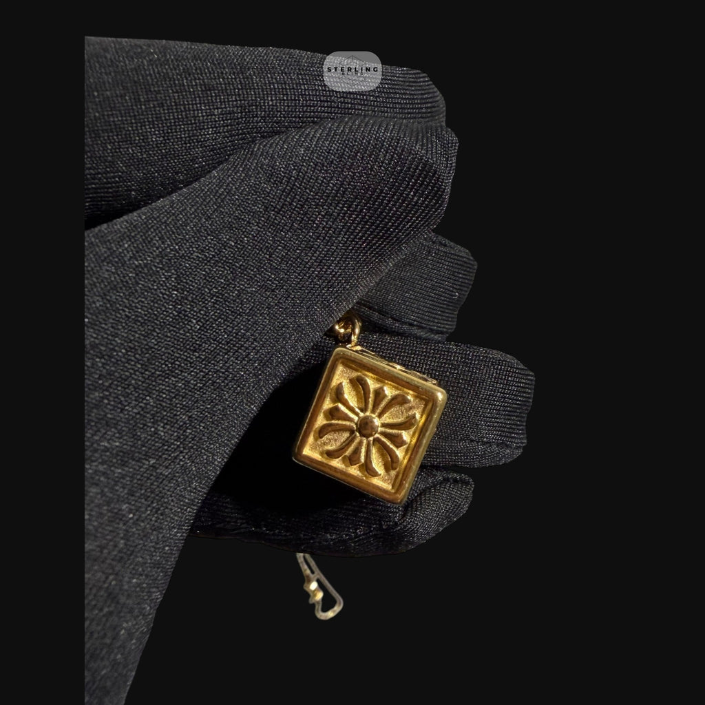 Gold Chrome Cross Dice Pendant Necklace, Stainless Steel Necklace for Men, Dice Charm Pendant, 14K Gold Waterproof Necklace, Gift for Him